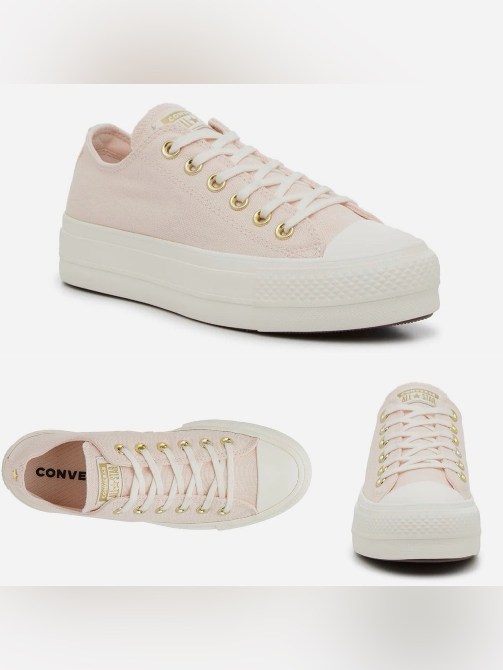 Converse All-Star Platform Low Top Sneakers in Soft Pink